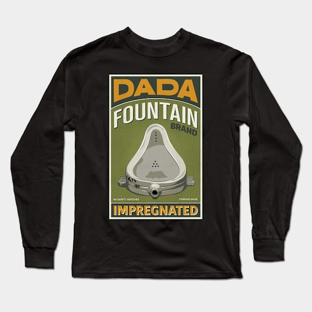 Dada Retro Matchbox Label Fountain #2 Long Sleeve T-Shirt by Peadro